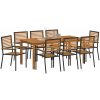 Trädgårdsmöbelset 9 pcs Svart Trä & Metall vidaXL 180 x 90 x 75 cm – miniatyr 3
