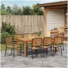 Trädgårdsmöbelset 9 pcs Svart Trä & Metall vidaXL 180 x 90 x 75 cm – miniatyr 4