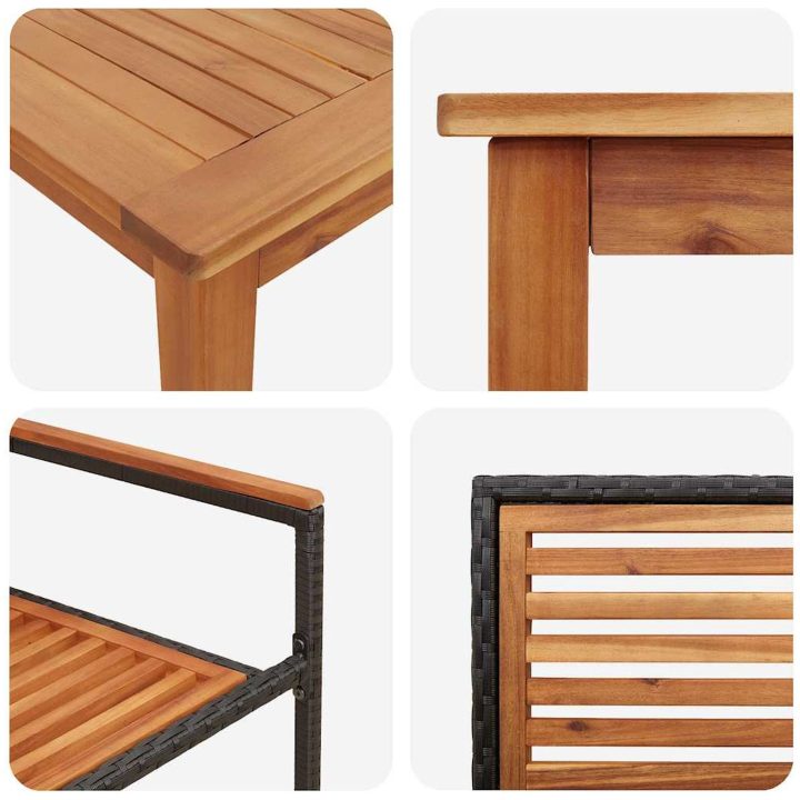 Trädgårdsmöbelset 9 pcs Svart Trä & Metall vidaXL 180 x 90 x 75 cm – bild 9