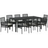 Trädgårdsmöbelset 9 pcs Svart vidaXL 190 x 90 x 75 cm – miniatyr 2