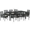 Trädgårdsmöbelset 9 pcs Svart vidaXL 190 x 90 x 75 cm – miniatyr 3