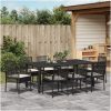 Trädgårdsmöbelset 9 pcs Svart vidaXL 190 x 90 x 75 cm – miniatyr 4