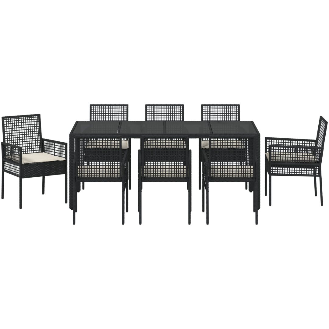Trädgårdsmöbelset 9 pcs Svart vidaXL 190 x 90 x 75 cm – bild 7