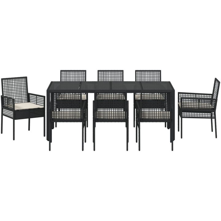Trädgårdsmöbelset 9 pcs Svart vidaXL 190 x 90 x 75 cm – bild 7