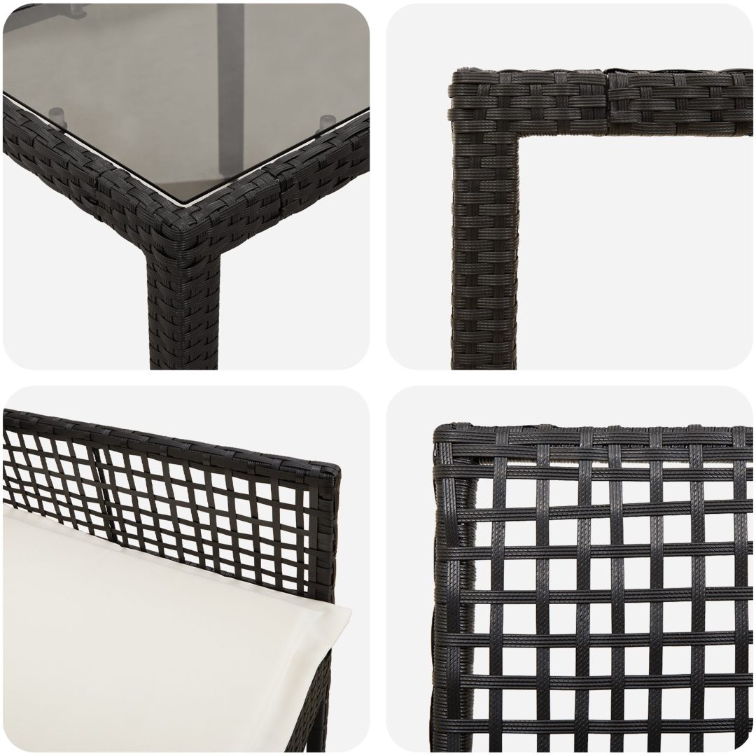Trädgårdsmöbelset 9 pcs Svart vidaXL 190 x 90 x 75 cm – bild 9