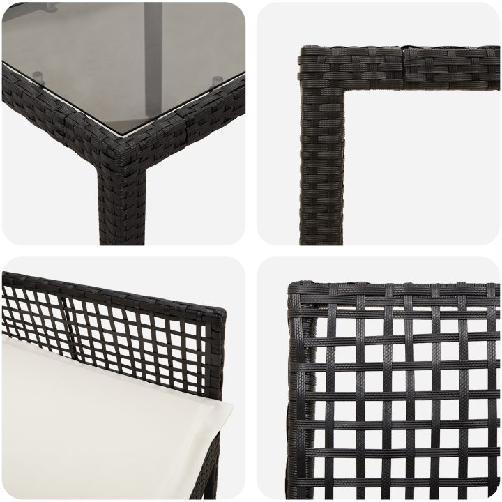 Trädgårdsmöbelset 9 pcs Svart vidaXL 190 x 90 x 75 cm – bild 9