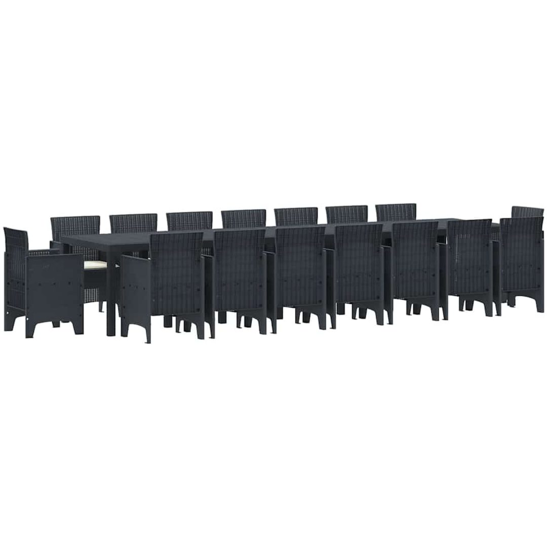 Trädgårdsmöbelset med kuddar 17 pcs Antracit Plast rattan vidaXL Large – bild 2