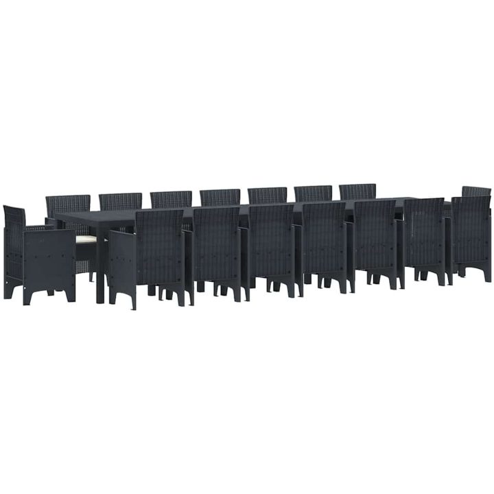 Trädgårdsmöbelset med kuddar 17 pcs Antracit Plast rattan vidaXL Large – bild 2