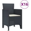 Trädgårdsmöbelset med kuddar 17 pcs Antracit Plast rattan vidaXL Large – miniatyr 5