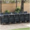 Trädgårdsmöbelset med kuddar 17 pcs Antracit Plast rattan vidaXL Large – miniatyr 1
