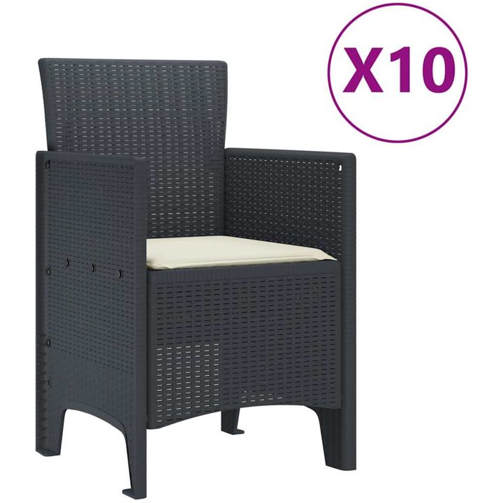 Trädgårdsmöbelset med kudde 11 pcs Antracit och Grädde vidaXL Stor – bild 5