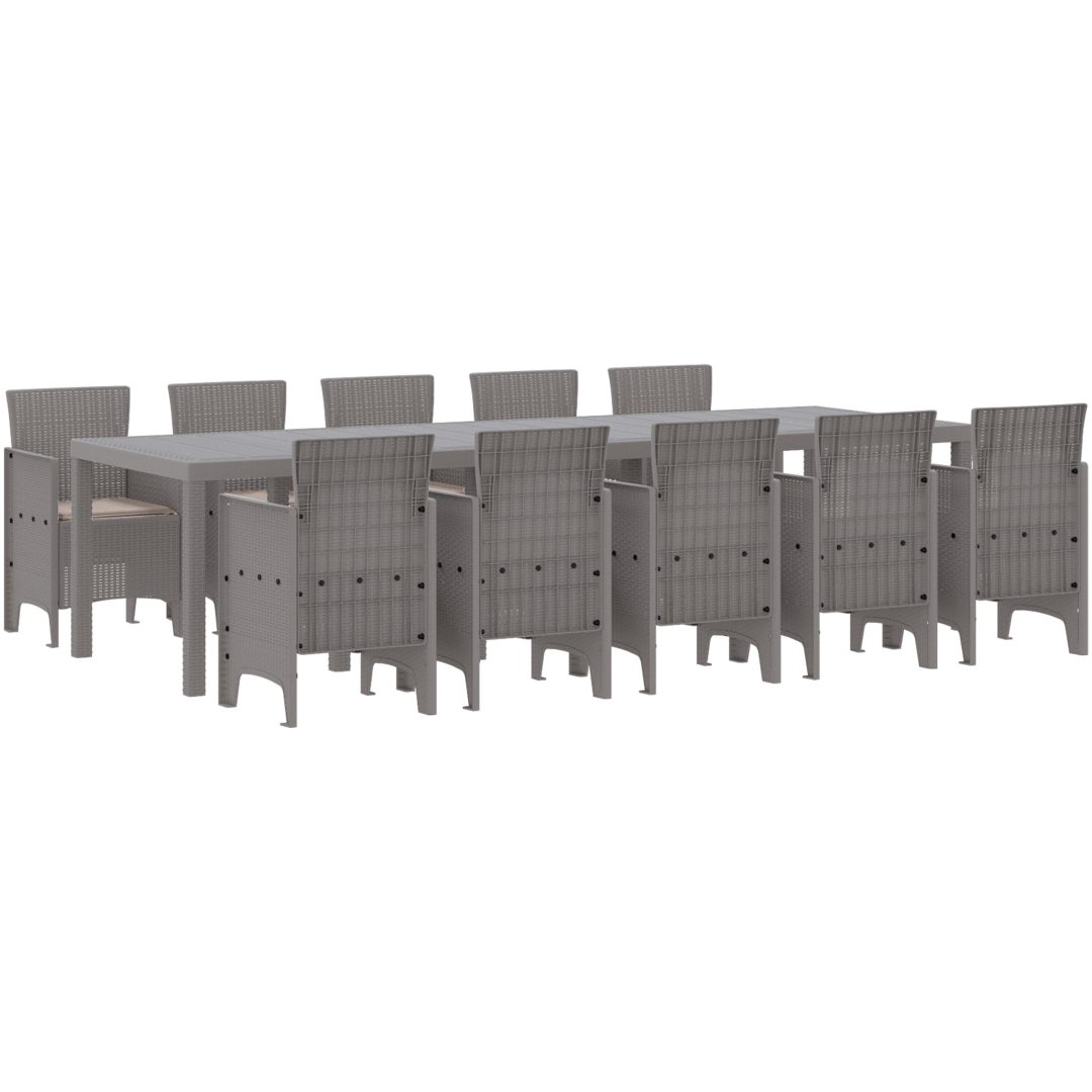 Trädgårdsmöbelset med kudde 11 pcs Ljusgrå Poly rattan vidaXL Stor – bild 2