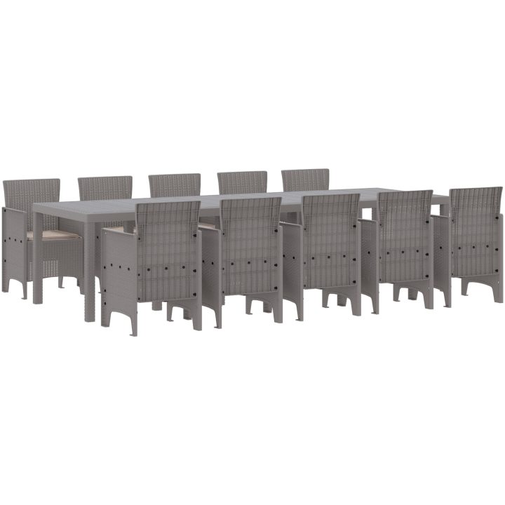Trädgårdsmöbelset med kudde 11 pcs Ljusgrå Poly rattan vidaXL Stor – bild 2
