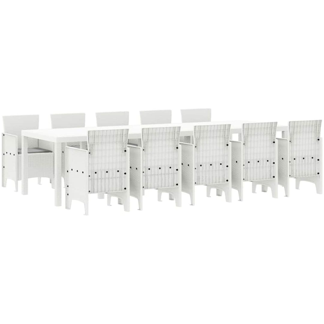 Trädgårdsmöbelset med kudde 11 pcs Vit och Ljusgrå vidaXL 10 - Sits – bild 2