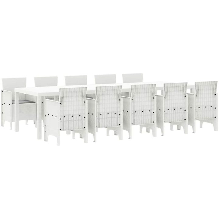 Trädgårdsmöbelset med kudde 11 pcs Vit och Ljusgrå vidaXL 10 - Sits – bild 2