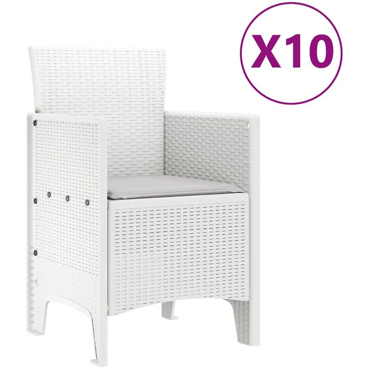 Trädgårdsmöbelset med kudde 11 pcs Vit och Ljusgrå vidaXL 10 - Sits – bild 5