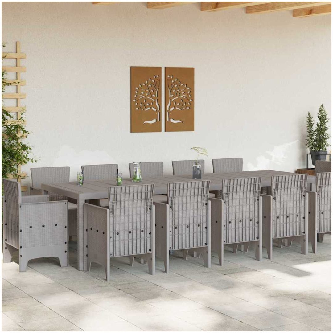 Trädgårdsmöbelset med kudde 13 pcs Ljusgrå Poly rattan vidaXL Stor – bild 3