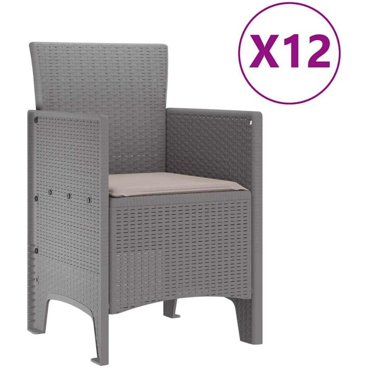 Trädgårdsmöbelset med kudde 13 pcs Ljusgrå Poly rattan vidaXL Stor – bild 5