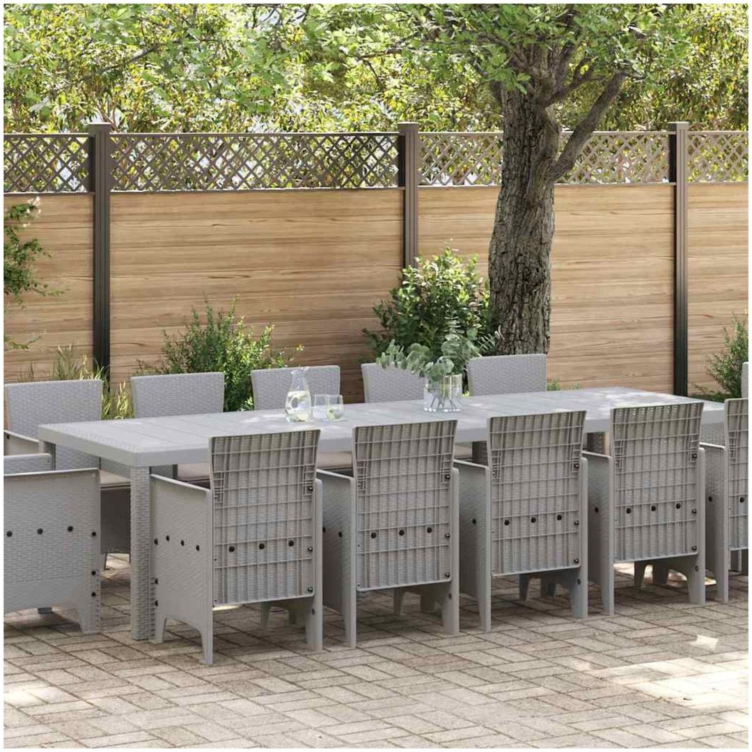 Trädgårdsmöbelset med kudde 13 pcs Ljusgrå Poly rattan vidaXL Stor