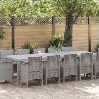 Trädgårdsmöbelset med kudde 13 pcs Ljusgrå Poly rattan vidaXL