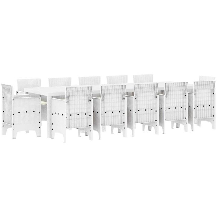 Trädgårdsmöbelset med kudde 13 pcs Vit Polyrattan vidaXL Stor – bild 2