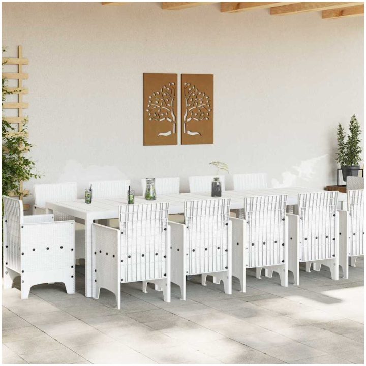 Trädgårdsmöbelset med kudde 13 pcs Vit Polyrattan vidaXL Stor – bild 3
