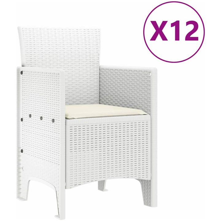 Trädgårdsmöbelset med kudde 13 pcs Vit Polyrattan vidaXL Stor – bild 5