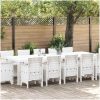 Trädgårdsmöbelset med kudde 13 pcs Vit Polyrattan vidaXL Stor – miniatyr 1