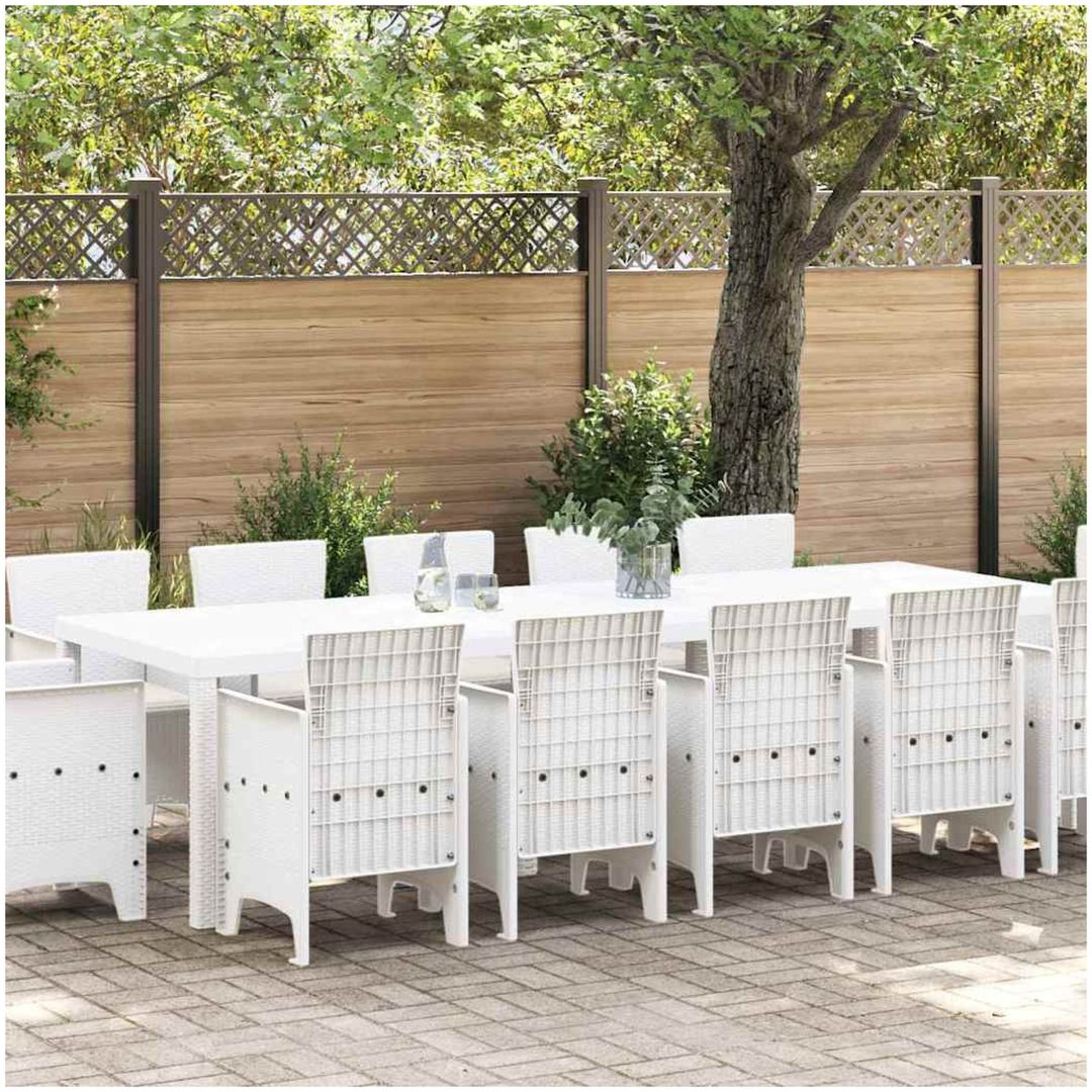 Trädgårdsmöbelset med kudde 13 pcs Vit Polyrattan vidaXL Stor