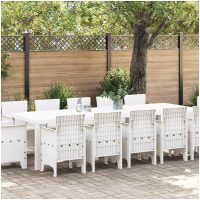 Trädgårdsmöbelset med kudde 13 pcs Vit Polyrattan vidaXL