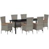 Trädgårdsmöbelset med kudde 7 pcs Grå vidaXL 200 x 80 x 73 cm – miniatyr 2