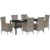 Trädgårdsmöbelset med kudde 7 pcs Grå vidaXL 200 x 80 x 73 cm – miniatyr 3