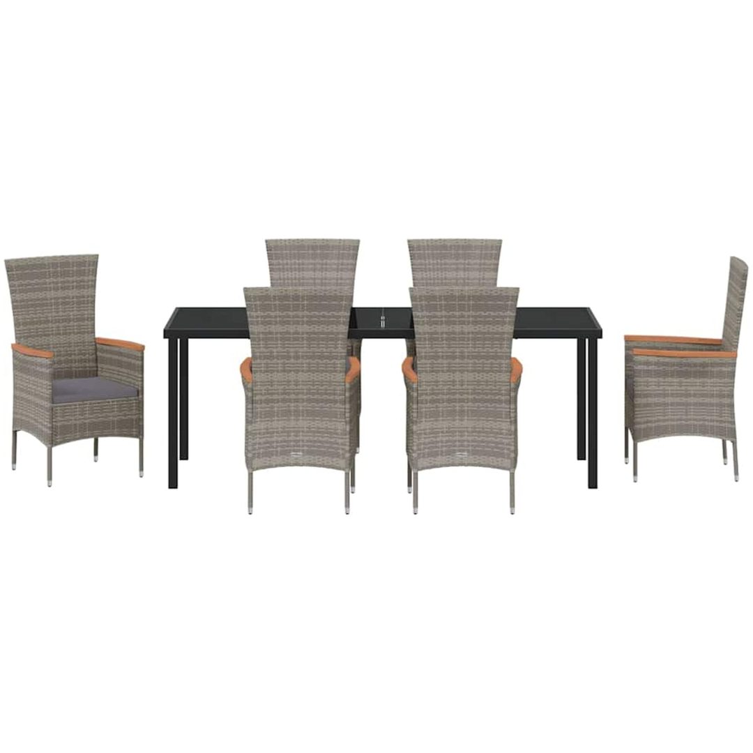 Trädgårdsmöbelset med kudde 7 pcs Grå vidaXL 200 x 80 x 73 cm – bild 7