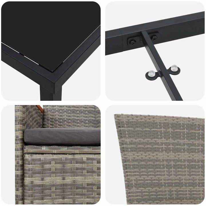 Trädgårdsmöbelset med kudde 7 pcs Grå vidaXL 200 x 80 x 73 cm – bild 8