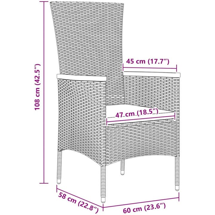 Trädgårdsmöbelset med kudde 7 pcs Grå vidaXL 200 x 80 x 73 cm – bild 9