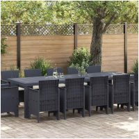 Trädgårdsmöbelset med kudde med kudde 13 pcs Antracit Polyrattan vidaXL