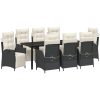 Trädgårdsmöbelset med kudde med kudde 9 pcs Svart vidaXL 200 x 80 x 73 cm – miniatyr 2