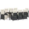 Trädgårdsmöbelset med kudde med kudde 9 pcs Svart vidaXL 200 x 80 x 73 cm – miniatyr 3