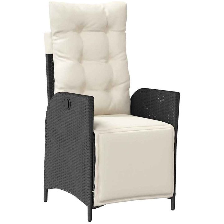 Trädgårdsmöbelset med kudde med kudde 9 pcs Svart vidaXL 200 x 80 x 73 cm – bild 5