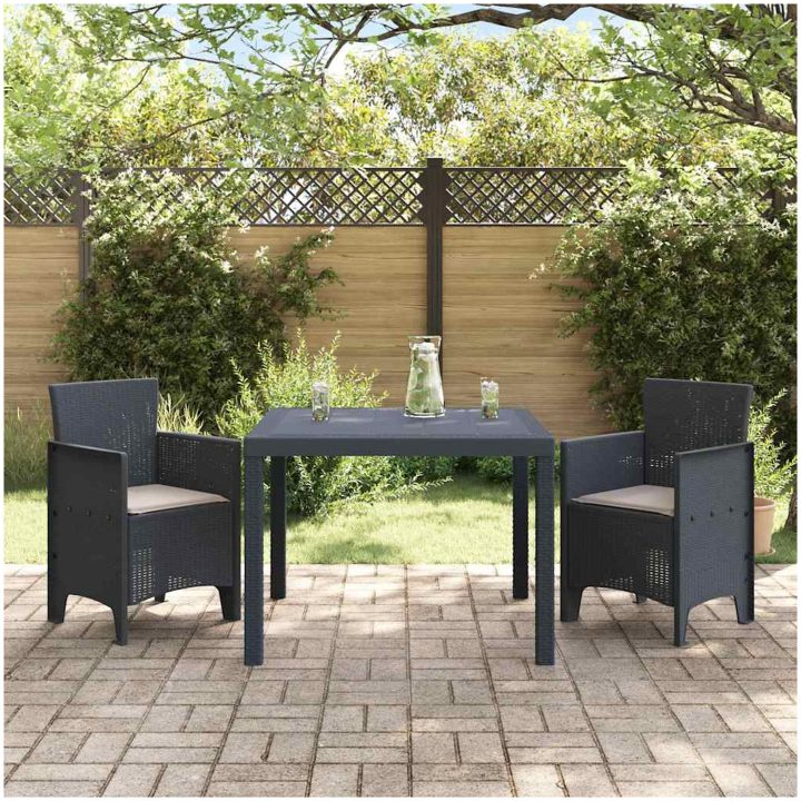 Trädgårdsmöblemang 3 pcs Antracit vidaXL 100 x 100 x 73 cm – bild 3