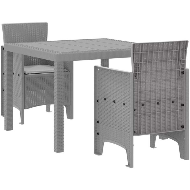 Trädgårdsmöblemang 3 pcs Ljusgrå Polypropylen vidaXL 100 x 100 x 73 cm – bild 2