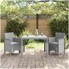 Trädgårdsmöblemang 3 pcs Ljusgrå Polypropylen vidaXL 100 x 100 x 73 cm – miniatyr 3