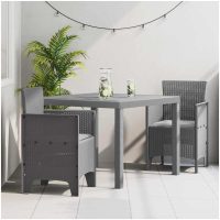 Trädgårdsmöblemang 3 pcs Ljusgrå Polypropylen vidaXL