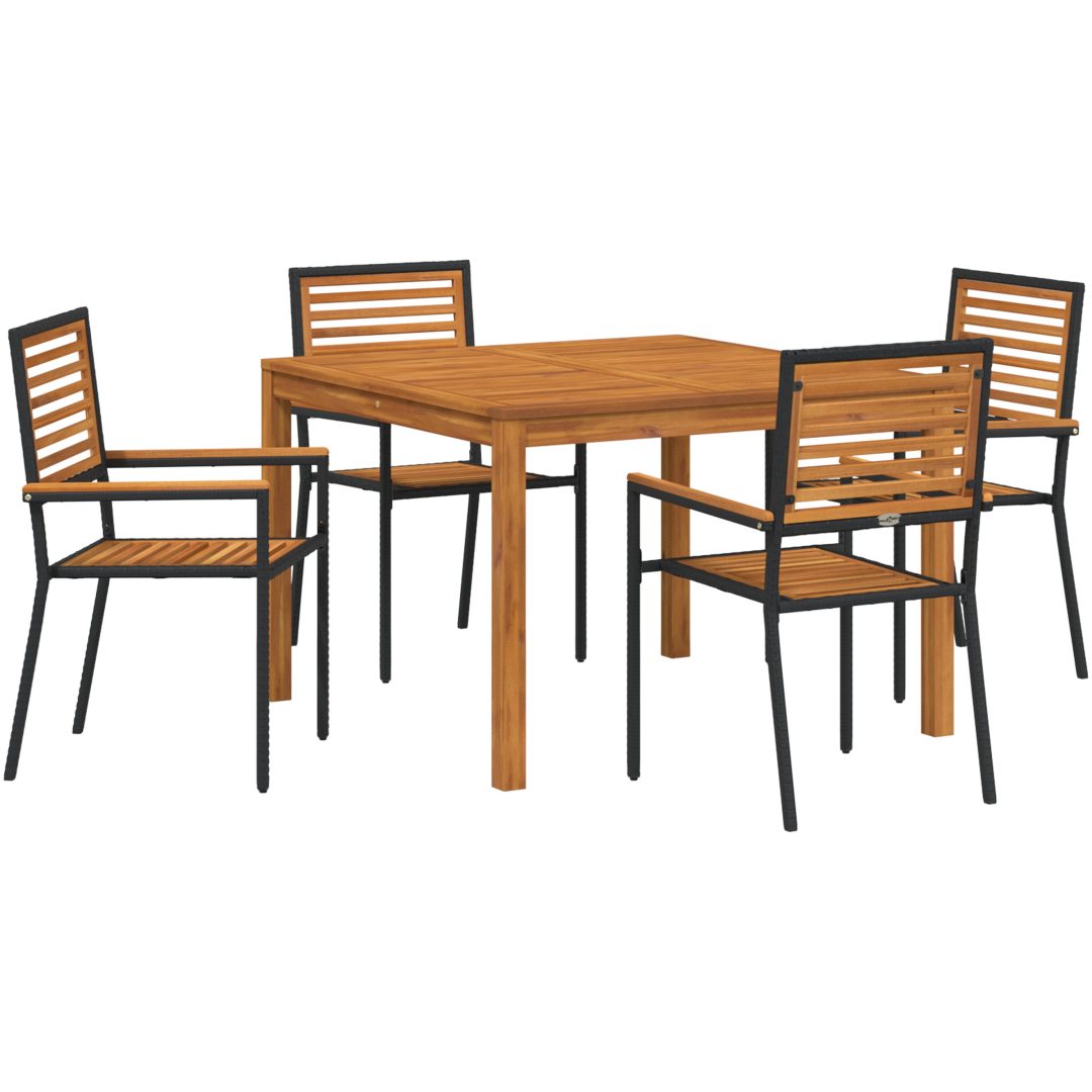 Trädgårdsmöblemang 5 pcs Svart vidaXL 110 x 110 x 75 cm – bild 2