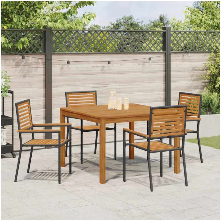 Trädgårdsmöblemang 5 pcs Svart vidaXL 110 x 110 x 75 cm – bild 4