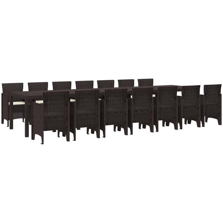 Trädgårdsmöbler 15 pcs Brun Konstrotting & Polyester vidaXL Stor – bild 2
