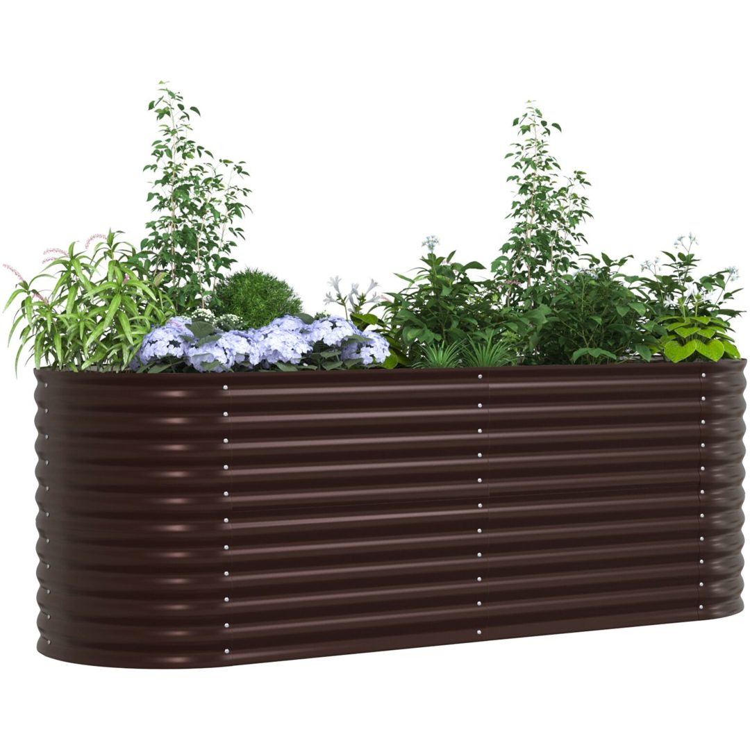 Trädgårdsodlad Säng Brun Galvaniserat Stål vidaXL 240 x 80 x 81 cm – bild 3