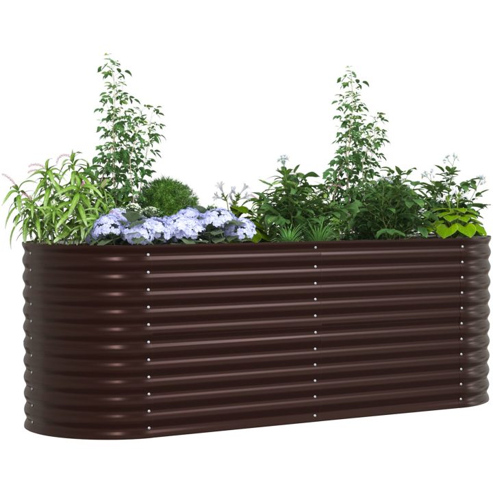 Trädgårdsodlad Säng Brun Galvaniserat Stål vidaXL 240 x 80 x 81 cm – bild 3
