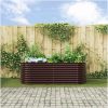 Trädgårdsodlad Säng Brun Galvaniserat Stål vidaXL 240 x 80 x 81 cm – miniatyr 4
