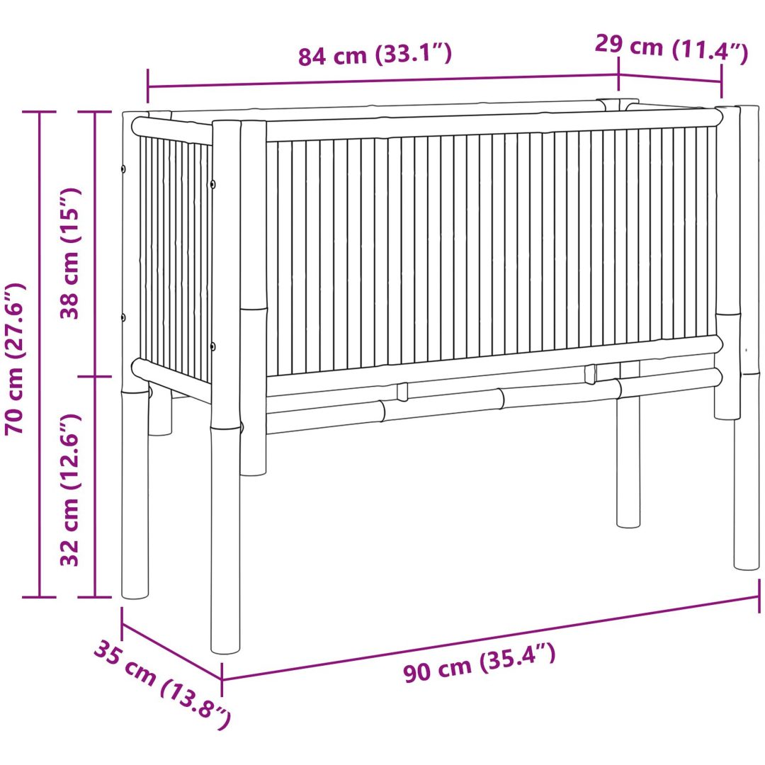 Trädgårdsodlarbädd Bambufiber vidaXL 90 x 35 x 70 cm – bild 12